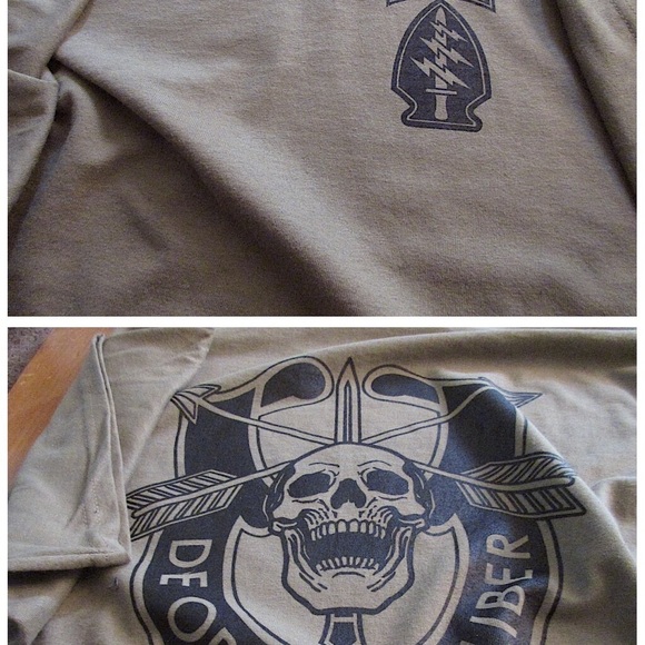 Gildan Ultra Cotton 6.0 oz Other - De liber T-Shirt LARGE Green Berets Spec Forces Ultra Cotton 6oz US TAN